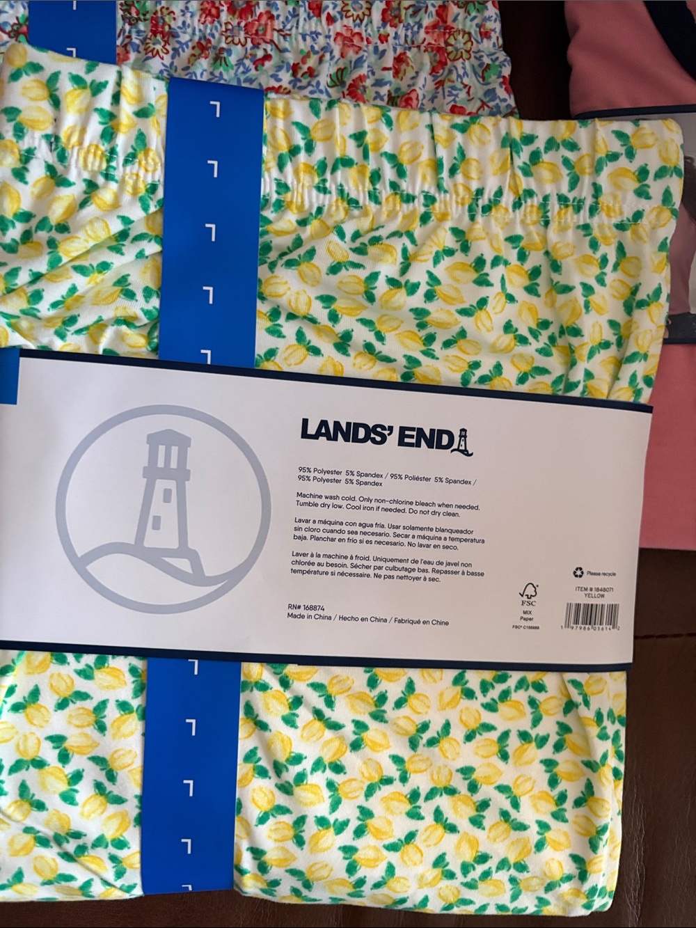 Lands' End Women's Short Sleeve Knit Pajama Sets in Yellow, Blue, Pink - Picture 6 of 8